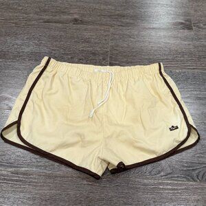 Vintage Men’s Swim Trunks Cream with Brown Trim Size XL